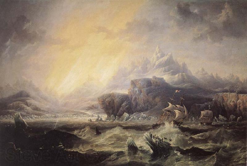 Attributed to john wilson carmichael Erebus and Terror in the Antarctic Norge oil painting art